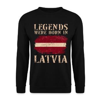 Vintage Design Drapeau letton Lettonie - Sweat-shirt Unisexe - noir - Devant - Alina (178cm) & Michal (187cm)