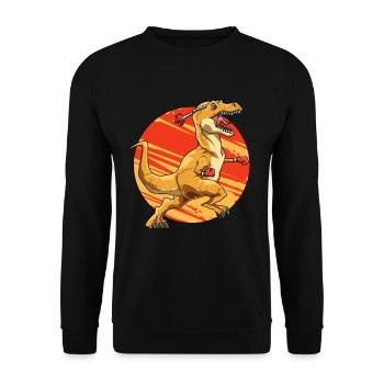 Brachiosaurus Dinosaurier Astronaut Dino Langhals - Unisex Pullover - Schwarz - Vorne - Alina (178cm) & Michal (187cm)