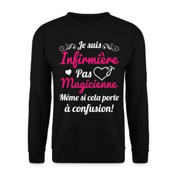 Je suis infirmière pas magicienne Cadeau Humour - Sweat-shirt Unisexe - noir - Devant - Alina (178cm) & Michal (187cm)