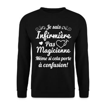 Je suis infirmière pas magicienne Cadeau Humour - Sweat-shirt Unisexe - noir - Devant - Alina (178cm) & Michal (187cm)