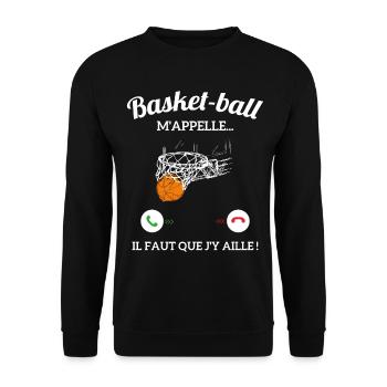 Le Basketball m'appelle faut que j'y aille ! - Sweat-shirt Unisexe - noir - Devant - Alina (178cm) & Michal (187cm)
