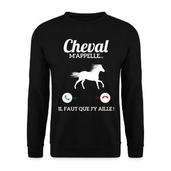 Mon Cheval M'appelle Il Faut Que J'y Aille - Sweat-shirt Unisexe - noir - Devant - Alina (178cm) & Michal (187cm)