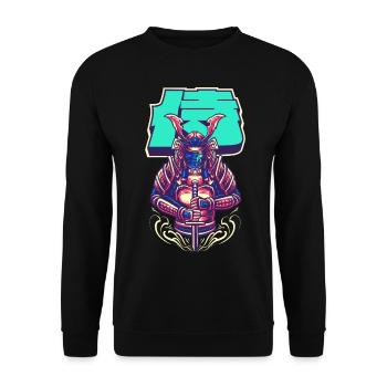 Cyborg Samurai Bushido-Krieger Cyber-Ästhetik - Unisex Pullover - Schwarz - Vorne - Alina (178cm) & Michal (187cm)