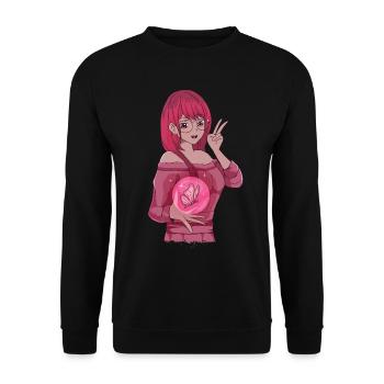 Baddie Girl Aesthetic Anime Girl Butterfly - Unisex Sweatshirt - black - Front - Alina (178cm) & Michal (187cm)