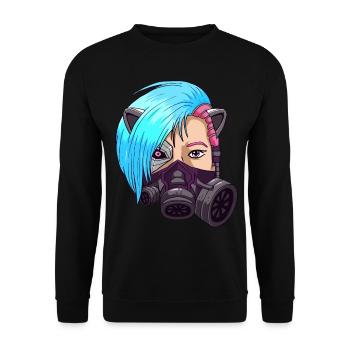 Cyborg Anime Girl Japanese Cyber Aesthetics - Unisex Sweatshirt - black - Front - Alina (178cm) & Michal (187cm)