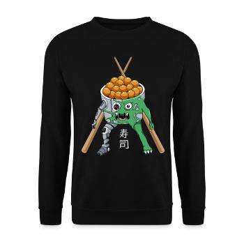Cyborg Sushi Monster Japanese Cyber Aesthetics - Unisex Sweatshirt - black - Front - Alina (178cm) & Michal (187cm)