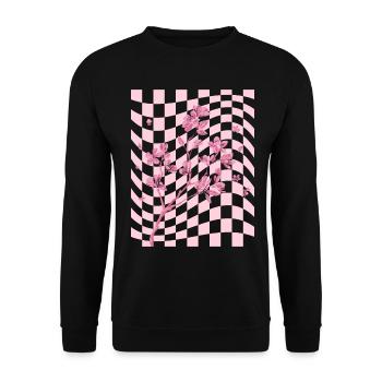 Danish Pastel Aesthetic Cherry Blossom Japanese - Unisex Sweatshirt - black - Front - Alina (178cm) & Michal (187cm)