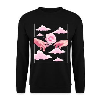 Danish Pastel Aesthetic Pink Rose Creation par - Sweat-shirt Unisexe - noir - Devant - Alina (178cm) & Michal (187cm)