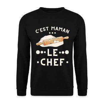 C'est maman le chef - rouleau à pâtisseries - Sweat-shirt Unisexe - noir - Devant - Alina (178cm) & Michal (187cm)