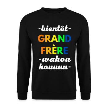 Bientôt Grand Frère Wahouhouuuu - Sweat-shirt Unisexe - noir - Devant - Alina (178cm) & Michal (187cm)