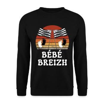 Bébé Breizh BREIZH DRAPEAU BRETAGNE VINTAGE RÉTRO - Sweat-shirt Unisexe - noir - Devant - Alina (178cm) & Michal (187cm)