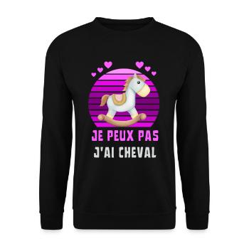 Cheval Equitation Humour - J''ai cheval à bascule - Sweat-shirt Unisexe - noir - Devant - Alina (178cm) & Michal (187cm)