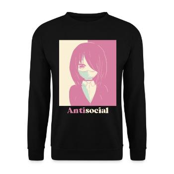 Danish Pastel Aesthetic Antisocial Anime Girl - Unisex Sweatshirt - black - Front - Alina (178cm) & Michal (187cm)