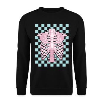 Danish Pastel Aesthetic Rib Cage Skeleton - Unisex Sweatshirt - black - Front - Alina (178cm) & Michal (187cm)