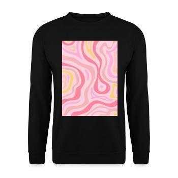 Dänische Pastell-Ästhetik Abstraktes Muster - Unisex Pullover - Schwarz - Vorne - Alina (178cm) & Michal (187cm)
