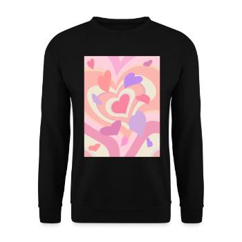 Danish Pastel Aesthetic Heart Pattern - Unisex Sweatshirt - black - Front - Alina (178cm) & Michal (187cm)