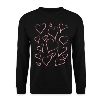 Danish Pastel Aesthetics Abstract Heart Pattern - Unisex Sweatshirt - black - Front - Alina (178cm) & Michal (187cm)