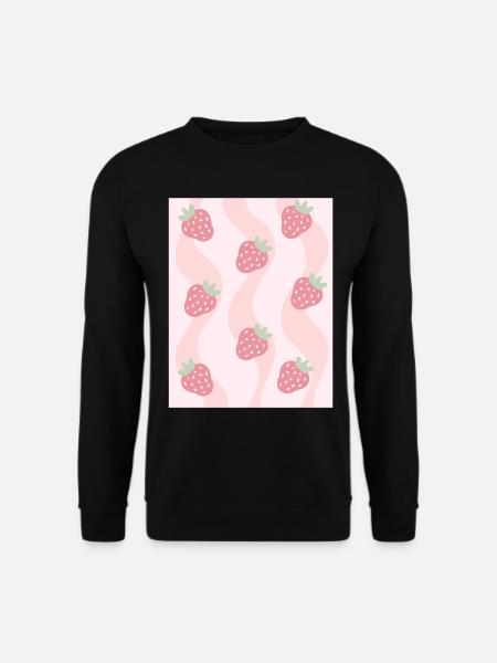 Danish Pastel Aesthetics Strawberries - Unisex Sweatshirt - black