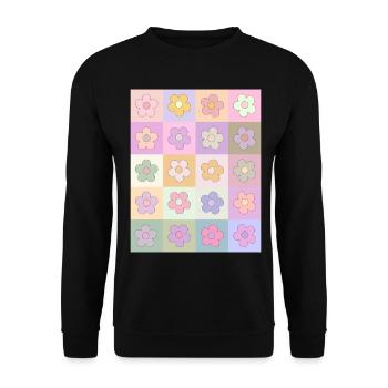 Danish Pastel Aesthetic Retro Flower Pattern - Unisex Sweatshirt - black - Front - Alina (178cm) & Michal (187cm)