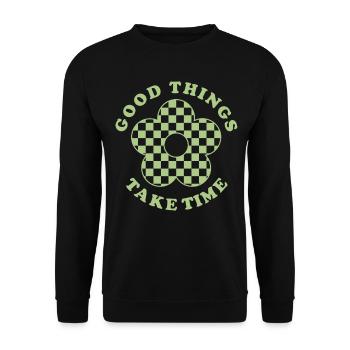 Danish Pastel Aesthetic Flower - Unisex Sweatshirt - black - Front - Alina (178cm) & Michal (187cm)
