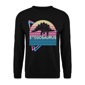 Stegosaurus Dinosaur Retro - Unisex Sweatshirt - black - Front - Alina (178cm) & Michal (187cm)