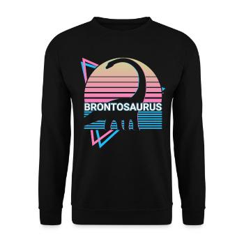 Brontosaurus Dinosaurier Retro - Unisex Pullover - Schwarz - Vorne - Alina (178cm) & Michal (187cm)
