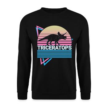 Tricératops Dinosaure Rétro - Sweat-shirt Unisexe - noir - Devant - Alina (178cm) & Michal (187cm)
