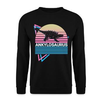 Ankylosaurus Dinosaurier Retro - Unisex Pullover - Schwarz - Vorne - Alina (178cm) & Michal (187cm)