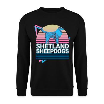 Shetland Sheepdogs Retro - Unisex Pullover - Schwarz - Vorne - Alina (178cm) & Michal (187cm)