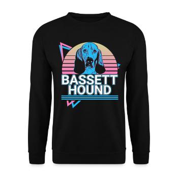 Basset Hound Rétro - Sweat-shirt Unisexe - noir - Devant - Alina (178cm) & Michal (187cm)