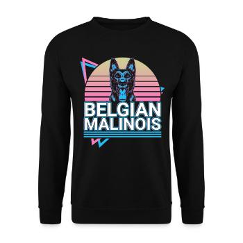 Belgischer Malinois Retro - Unisex Pullover - Schwarz - Vorne - Alina (178cm) & Michal (187cm)