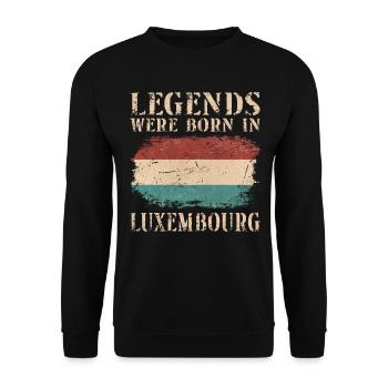 Vintage Design Drapeau Luxembourgeois Luxembourg - Sweat-shirt Unisexe - noir - Devant - Alina (178cm) & Michal (187cm)