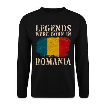 Vintage Design Romanian Flag Romania - Unisex Sweatshirt - black - Front - Alina (178cm) & Michal (187cm)