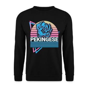 Pekinese Retro - Unisex Pullover - Schwarz - Vorne - Alina (178cm) & Michal (187cm)