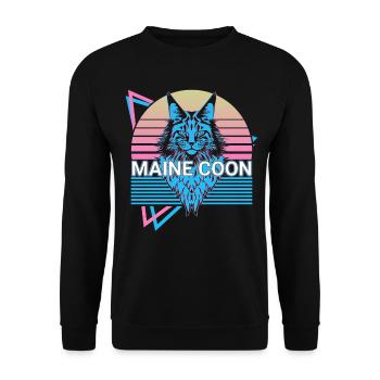 Maine Coon Katze Retro - Unisex Pullover - Schwarz - Vorne - Alina (178cm) & Michal (187cm)