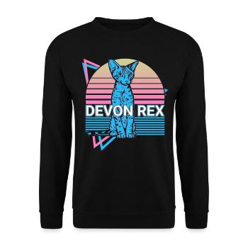 Devon Rex Cat Retro - Unisex Sweatshirt - black - Front - Alina (178cm) & Michal (187cm)