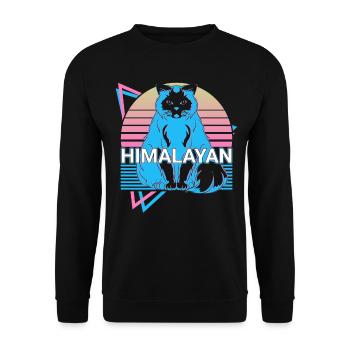 Himalayan Cat Retro - Unisex Sweatshirt - black - Front - Alina (178cm) & Michal (187cm)