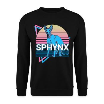 Sphynx Katze Retro - Unisex Pullover - Schwarz - Vorne - Alina (178cm) & Michal (187cm)