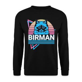 Birmakatze Retro - Unisex Pullover - Schwarz - Vorne - Alina (178cm) & Michal (187cm)