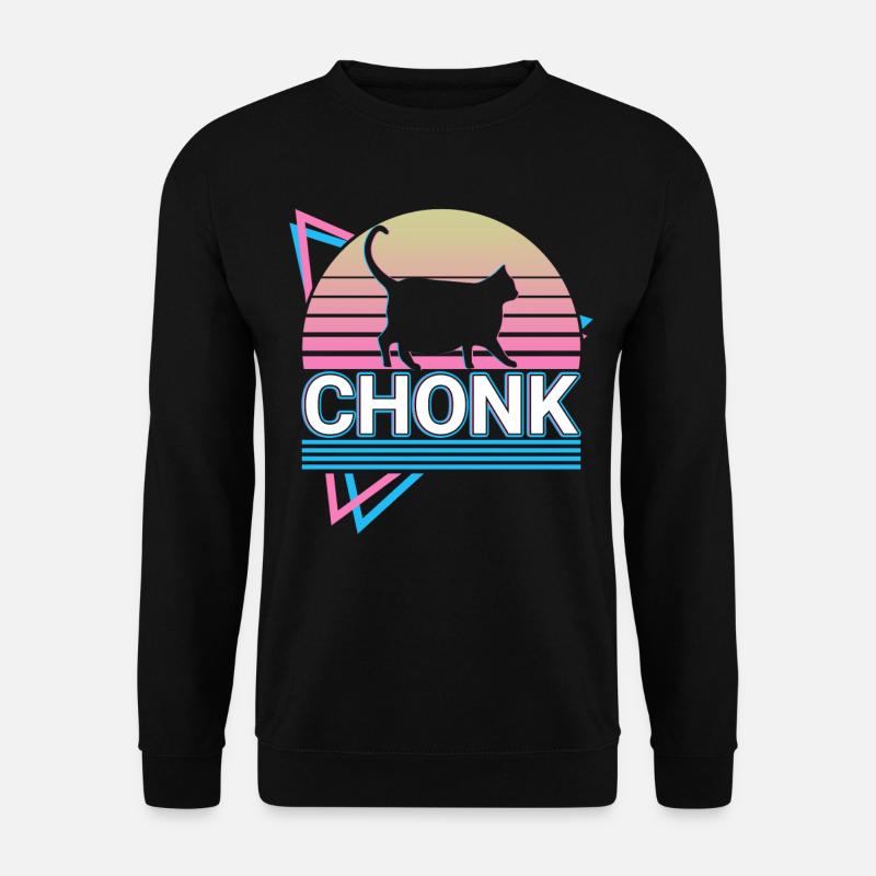 Chonk Katze Retro - Unisex Pullover - Schwarz