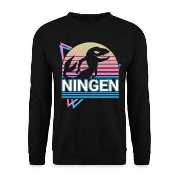 Ningen Cryptozoology Retro - Unisex Sweatshirt - black - Front - Alina (178cm) & Michal (187cm)