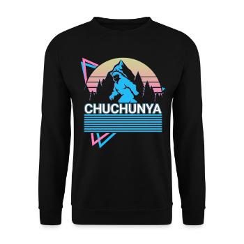 Chuchunya Kryptide Kryptozoologie Retro - Unisex Pullover - Schwarz - Vorne - Alina (178cm) & Michal (187cm)