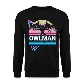 Eulenmann Kryptide Kryptozoologie Retro - Unisex Pullover - Schwarz - Vorne - Alina (178cm) & Michal (187cm)