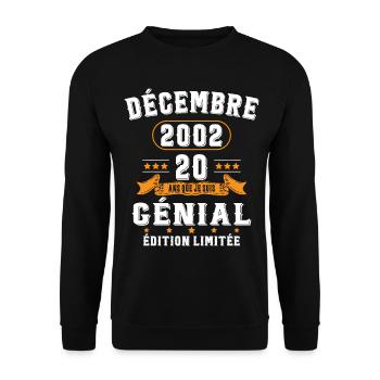 20 Ans Anniversaire Vintage Né(e) en Décembre 2002 - Sweat-shirt Unisexe - noir - Devant - Alina (178cm) & Michal (187cm)