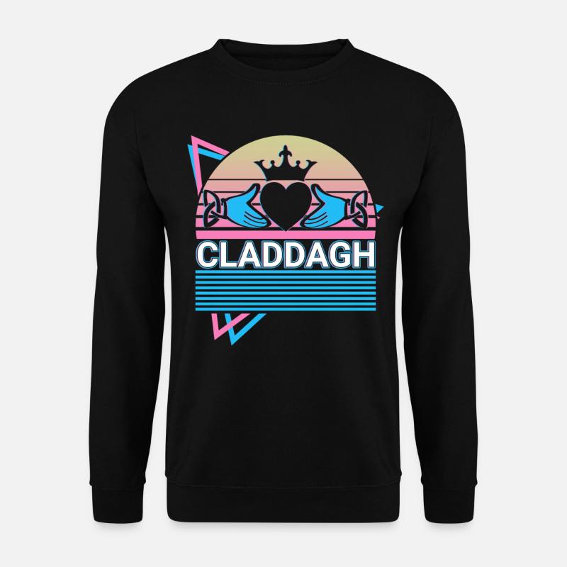 Claddagh Irischer Claddagh Ring Retro - Unisex Pullover - Schwarz