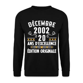 20 Ans Anniversaire Vintage Né(e) en Décembre 2002 - Sweat-shirt Unisexe - noir - Devant - Alina (178cm) & Michal (187cm)