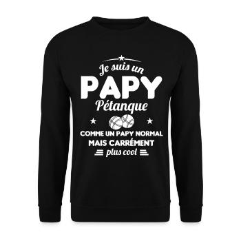 Un Papy Pétanque Comme Un Papy Normal - Sweat-shirt Unisexe - noir - Devant - Alina (178cm) & Michal (187cm)