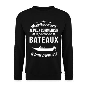 Parler De Bateaux À Tout Moment Cadeau Pêcheur - Sweat-shirt Unisexe - noir - Devant - Alina (178cm) & Michal (187cm)