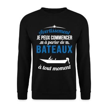Parler De Bateaux À Tout Moment Cadeau Pêcheur - Sweat-shirt Unisexe - noir - Devant - Alina (178cm) & Michal (187cm)