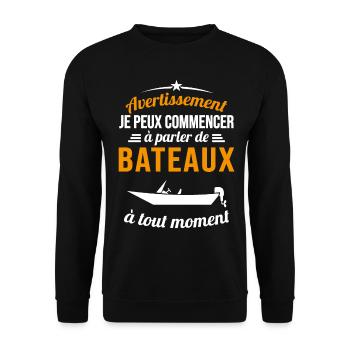 Parler De Bateaux À Tout Moment Cadeau Pêcheur - Sweat-shirt Unisexe - noir - Devant - Alina (178cm) & Michal (187cm)